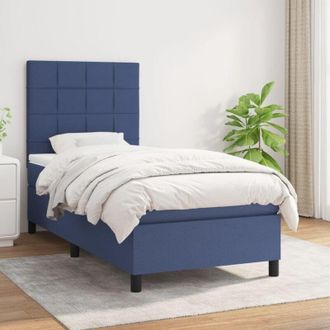 vidaXL Cama Box Spring Con Colch&oacute;n Tela Azul 80x200 Cm Vidaxl