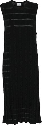 Ferragamo Womens Cable Knit Midi Dress In Black