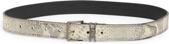 Kurt Geiger Shoreditch Snakeskin Print Leather Belt in Grey Multi at Nordstrom, Size X-Small