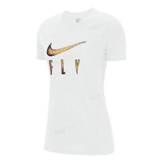 Nike (WMNS) Nike Logo Printing Round Neck Pullover Short Sleeve White T-Shirt DN3049-100