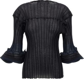 Issey Miyake Maglione Asagao con maniche a campana - Blu