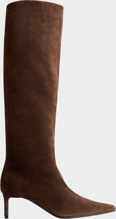 Khaite Ona Suede Stiletto Knee Boots