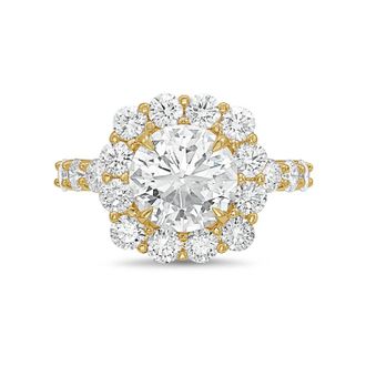 Diana M. Jewels 18kt yellow gold 15.00cts Lab-Grown Round Diamond Halo Ring with Diamond Band