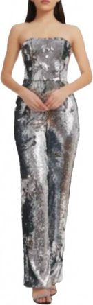 Dress The Population Womens Andy Jumpsuit In Silver Sequin
