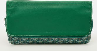 Goyard Sainte Marie Mm Green Goyardine Coated Canvas And Leather Clutch