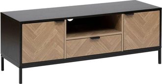 5five Simply Smart 5five Simply Smart - Mueble tv chevrons 3 puertas negro y efecto madera 120x40cm - 5five