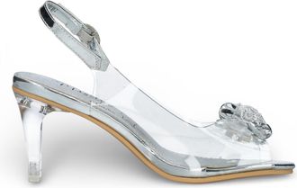 Laura Vita Womens Mira 01 Clear Silver Slip-On Cinderella Heel Sandals