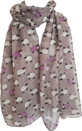 GlamLondon Sheep Herd Print Scarf Ladies Woolly Animal Fashion Shawl Wrap (Grey Light)