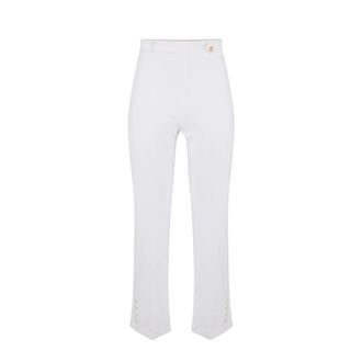 Elisabetta Franchi Straight Trousers, female, White, Size: L Straight Trousers