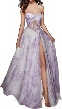 Alyce Paris Sweetheart Neckline A-Line Dress In Lilac/white