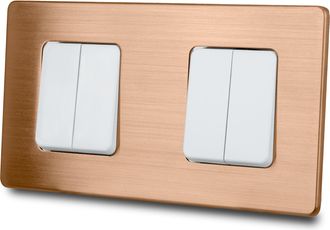 OEM Interruptor Cu&aacute;druple De Luz Para Escaleras, Blanco, Acero Cepillado, Cobre Pvd