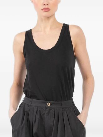 Velvet scoop-neck tank top - Black