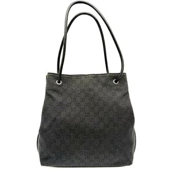 Gucci Black Gg Canvas Shoulder Bag Tote Bag (Pre-Owned)
