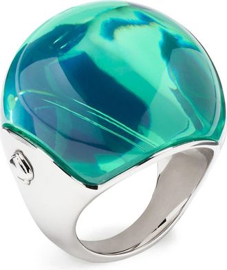 Kate Spade New York glow up resin statement ring in Green/silver at Nordstrom, Size 8