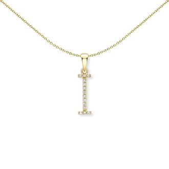 Jewelco London 9ct Gold Diamond Initial Charm Pendant Letter I - INNR0212-I