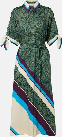 Alemais Al&eacute;mais Joni printed linen-blend shirt dress