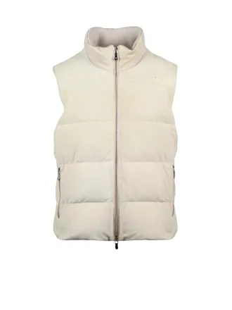 Eleventy White Suede Leather Down Vest
