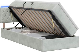 vidaXL Cama De Almacenamiento Led Con Colch&oacute;n Gris Claro 100 X 200 Cm Vidaxl