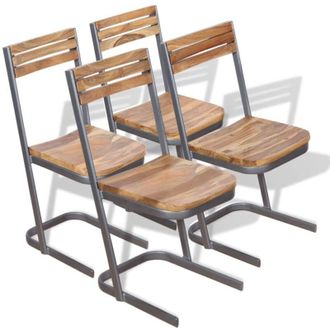 vidaXL Sillas De Comedor 4 Unidades Madera Maciza De Teca Vidaxl