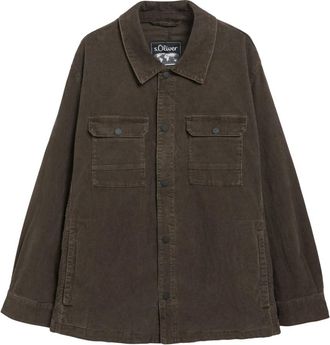 s.Oliver Washed Cord Overshirt - Heren - Zomerjassen - Bruin - 3XL - Katoen - Jassen