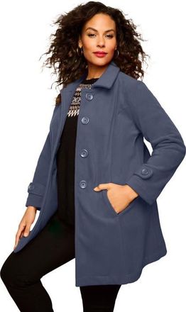 Roaman's Plus Size Button Up Fleece Jacket in Blue Haze at Nordstrom, Size Medium