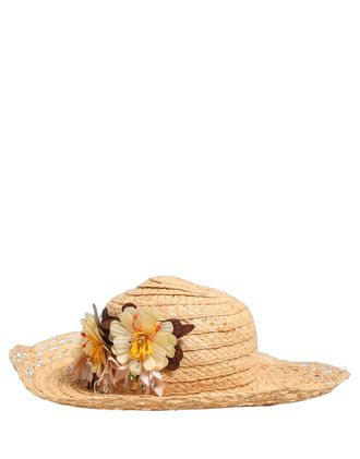Dolce & Gabbana HAT9996 Wide Brim Woven Raffia Bucket Hat - Beige