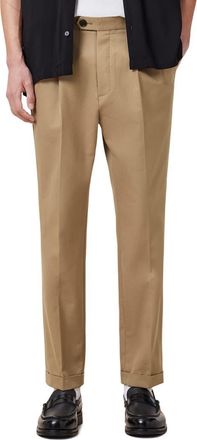 AllSaints Tallis Pleated Cuff Hem Cotton & Wool Blend Pants in Corn Brown at Nordstrom, Size 38