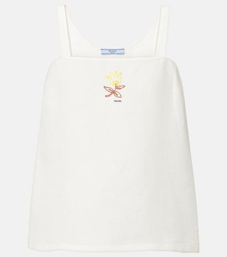 Prada Embroidered linen top