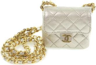 Chanel Pre-owned Vintage Mini Bag - Dames - Vintage Mini Tas - Grijs - ONE Size - Leer - Vintage