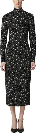 Carolina Herrera Turtleneck Column Silk-Blend Midi Dress