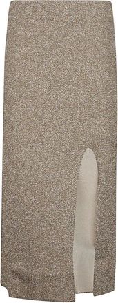 Circus Hotel Gouden Viscose Midi Rok - Dames - Midirokken - Beige - M - Rokken
