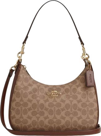 Coach (WMNS) COACH Signature Canvas Terry Hobo Bag Imitation Gold Tan CV940-IMXHE