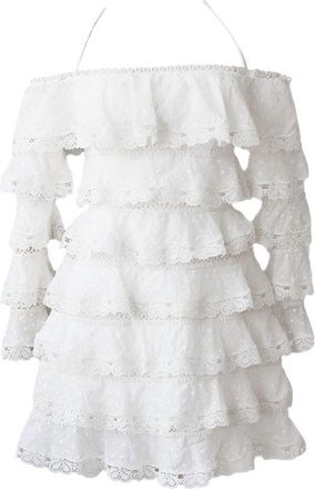 Zimmermann Embroidered Lace Tiered Mini Dress Size M