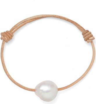 LADY GREY Freshwater Pearl Knot Bracelet in Tan at Nordstrom