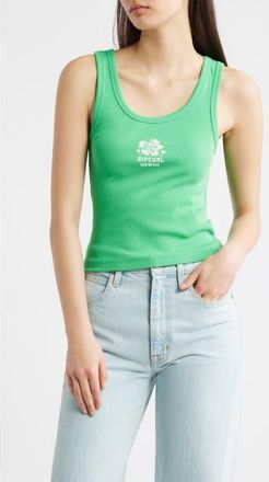 Rip Curl Surf Puff Party Pack Rib Crop Tank in Green/Hawaii at Nordstrom, Size X-Small
