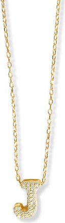 Argento Vivo Cubic Zirconia Bubble Inital Pendant Necklace in Gold - J at Nordstrom