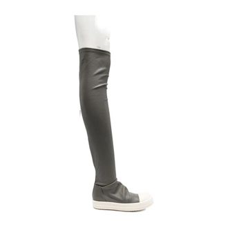 Rick Owens Leren overknee laarzen - Dames - Schoenen - Grijs - Maat: 38 EU Leer