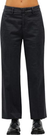 Dondup Korte losse katoenen broek - Dames - Straight fit broeken - Blauw - W27 - Katoen - Broeken