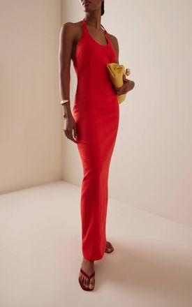 Sir. Elodie Halter Midi Dress In Red