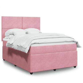 vidaXL Cama Box Spring Con Colch&oacute;n Terciopelo Rosa 140x200 Cm