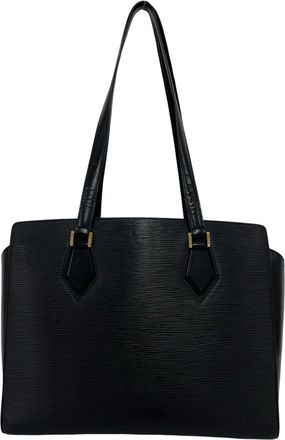 Louis Vuitton Black Leather Shoulder Bag Tote Bag (Pre-Owned)