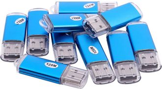 OEM Paquete De 10 Unidades Flash Usb 2.0, 128 Mb Cada Una (azul)