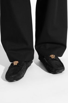 Versace Suede Moccasins, Mens, Black