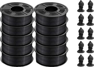 OEM Filamento Para Impresora 3d, 1,75 Mm De Di&aacute;metro, Compatible Con La Mayor&iacute;a De Impresoras Fdm, Pla Negro, 10 Rollos