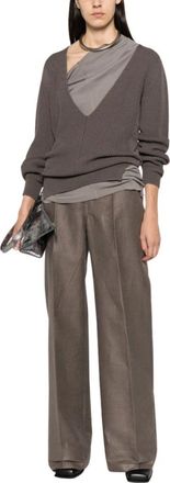 Rick Owens Virgin Wool V-neck Jumper - female - Rick Owens - V-neck Knitwear - Gray - M - Knitwear