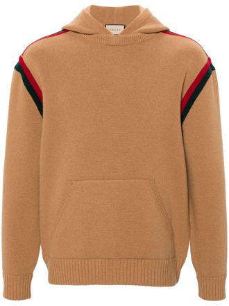 Gucci Wollen hoodie met Web-streep - Beige