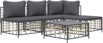 vidaXL Vidaxl - Juego De Muebles De Jard&iacute;n 5 Pzas Cojines Antracita Rat&aacute;n Pe