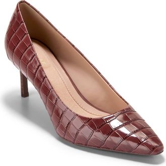 Cole Haan The Go-To Janey Pointed Toe Pump in Mahogany Croc Print Leather at Nordstrom Rack, Size 8.5