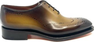 Santoni Richelieu One Cut - Heren - Nette schoenen - Bruin - 40 1/2 EU - Leer - Schoenen
