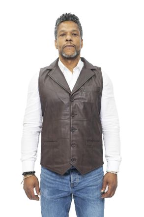 Infinity Leather Mens Smart Classic Waistcoat-Bristol - Brown - Size X-Small